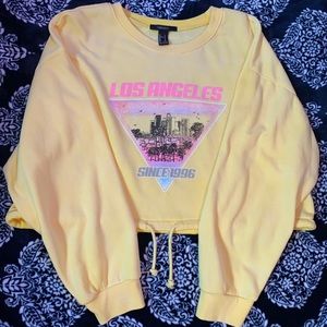 Forever 21 yellow cropped hoodie size large